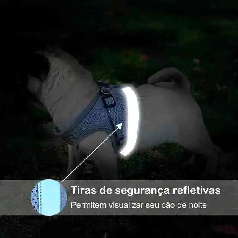 Coleira Peitoral Refletiva com Guia para Cães e Gatos | Mundo Animalito