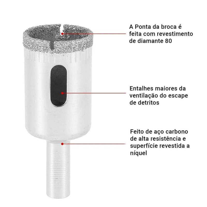 Kit 10 Bicos de Furo Diamantados Brocas Serra Copo